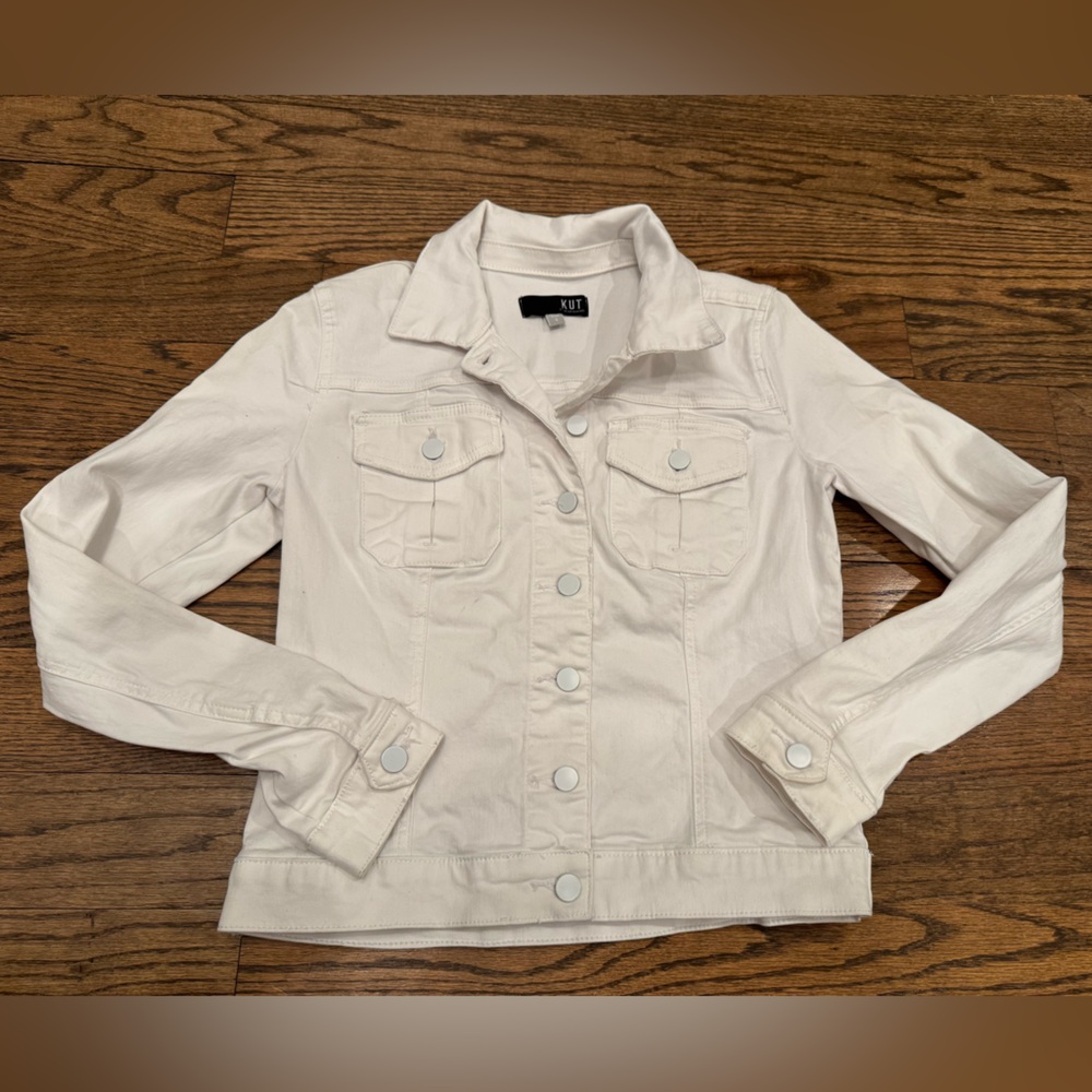 KUT from the Kloth Amelia White Denim Jacket Size S